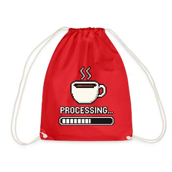 Kaffee Processing – Pixel Art Gamer Kaffee Humor - Turnbeutel - Rot - Vorne