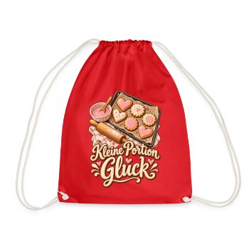 Backen Shirt mit Keksen und Kleine Portion Glück - Turnbeutel - Rot - Vorne