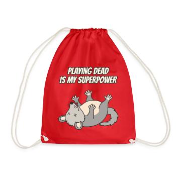 Dead Is My Superpower Opossum spielen - Turnbeutel - Rot - Vorne