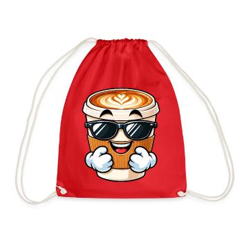 Cooler Cartoon Kaffee Cappuccino - Turnbeutel - Rot - Vorne