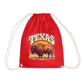 Texas-Bison im Retro Sonnenuntergang - Turnbeutel - Rot - Vorne
