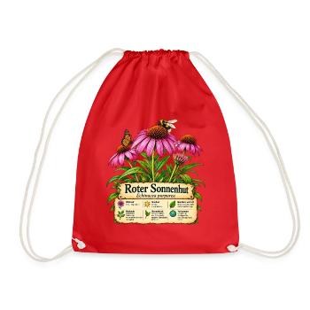 Roter Sonnenhut - Pflanzenmotiv - Geschenk Gärtner - Turnbeutel - Rot - Vorne