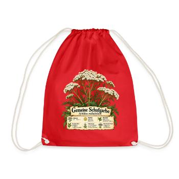 Schafgarben Motiv - Geschenk Gartenfreund - Turnbeutel - Rot - Vorne