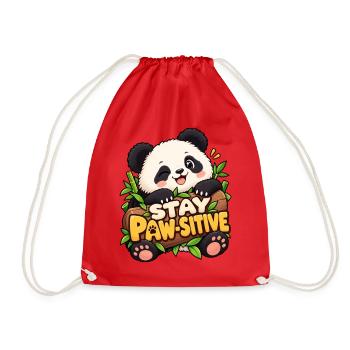 Stay Paw-Sitive Panda - Turnbeutel - Rot - Vorne