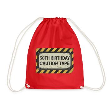 50th Birthday Caution Tape - Turnbeutel - Rot - Vorne