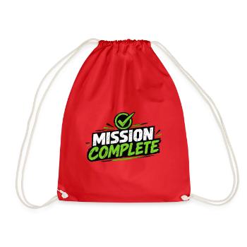 Mission Complete Grunge Logo Neon Green - Turnbeutel - Rot - Vorne