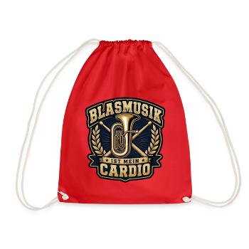 Blasmusik Ist Mein Cardio Tuba Schlagzeug Shirt - Turnbeutel - Rot - Vorne