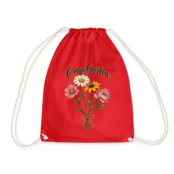 Omas Garten Shirt personalisierbar mit dem Namen  - Turnbeutel - Rot - Vorne
