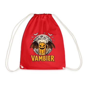 Vambier Halloween Bier Vampir Kürbis Fledermäuse - Turnbeutel - Rot - Vorne