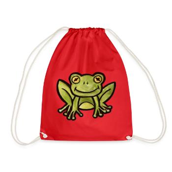 Aquarell Frosch-Anhänger - Turnbeutel - Rot - Vorne