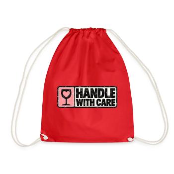Handle With Care – Herz Retro Design - Turnbeutel - Rot - Vorne