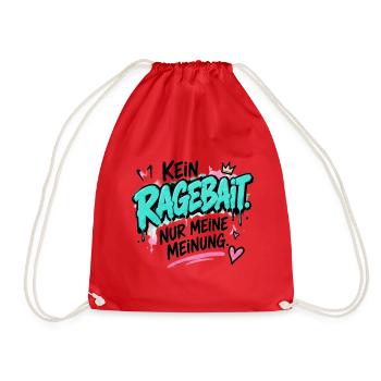 Kein Ragebait – Meine Meinung - Turnbeutel - Rot - Vorne