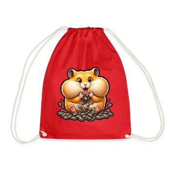 Hamster Backen Sonnenblumenkerne Kawaii Shirt - Turnbeutel - Rot - Vorne