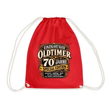 Einzigartiger Oldtimer 70 Jahre 70 Geburtstag - Turnbeutel - Rot - Vorne
