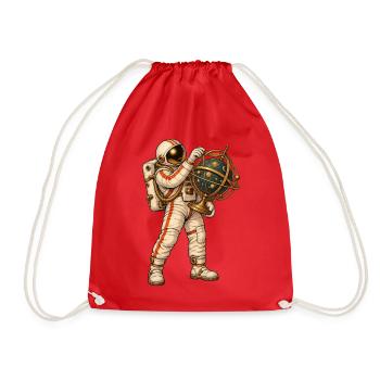 Astronaut mit goldener Himmelskugel - Turnbeutel - Rot - Vorne