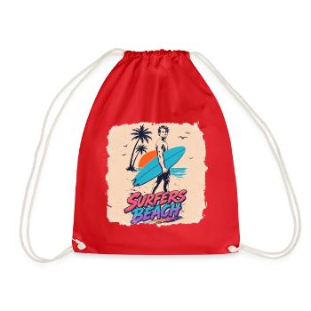 Surfers Beach  Retro 80s Surf & Neon Vintage Desin - Turnbeutel - Rot - Vorne