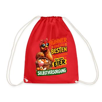 Hühner sind die besten Therapeuten Eier - Turnbeutel - Rot - Vorne