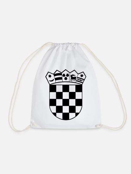 Kroatien Wappen Hrvatska Grb Croatia coat of arms - Turnbeutel - Weiß