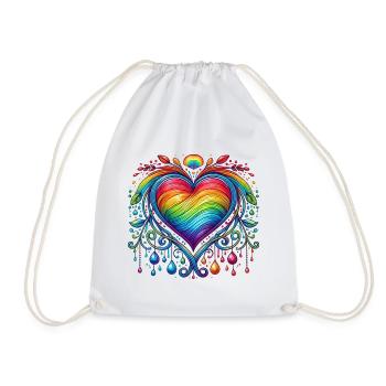 Regenbogen Herz - Turnbeutel - Weiß - Vorne