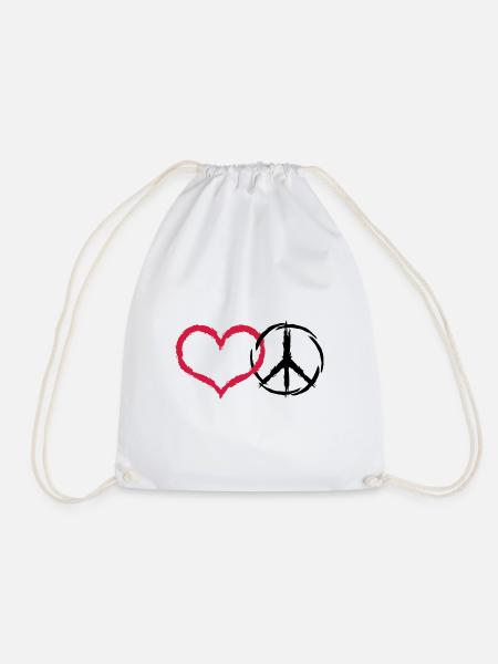 Herz und Frieden Symbol Peacezeichen Geschenk - Turnbeutel - Weiß