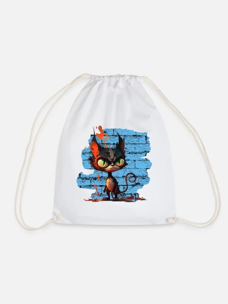 Lustige Katze - Turnbeutel - Weiß