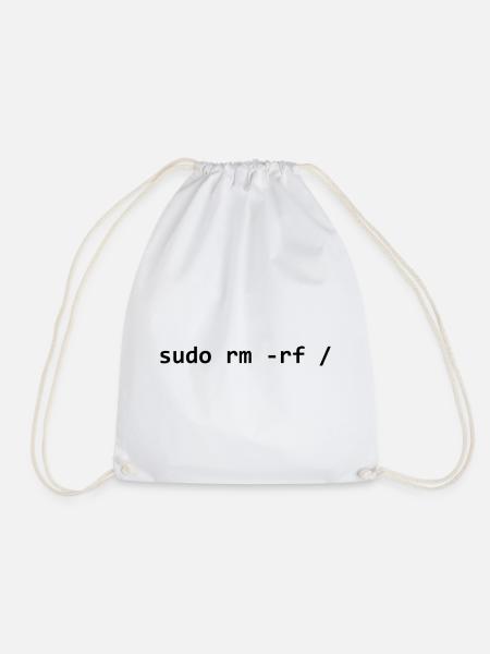 sudo rm rf - Drawstring Bag - white