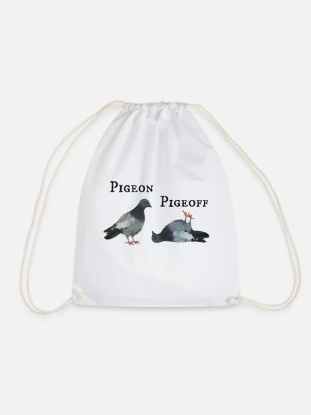 Pigeon Pigeoff - Tauben Wortspiel an und aus - Turnbeutel - Weiß