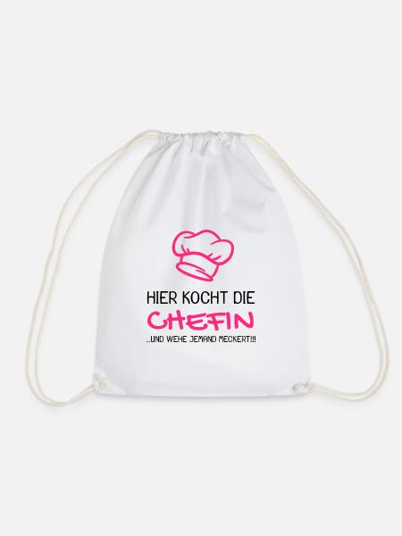Chefkoch Spruch lustig Kochmütze Geschenk - Turnbeutel - Weiß