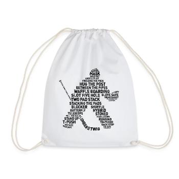 Hockey Goalie Word Art Design - Drawstring Bag - white - Front