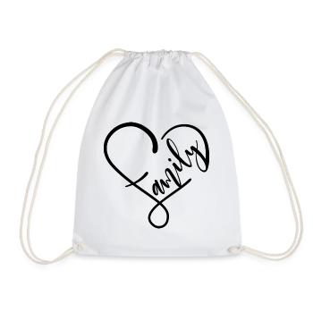 family - Drawstring Bag - white - Front