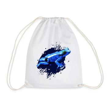 Pfeilgiftfrosch, Zeichnung Polygon, blauer Frosch - Turnbeutel - Weiß - Vorne