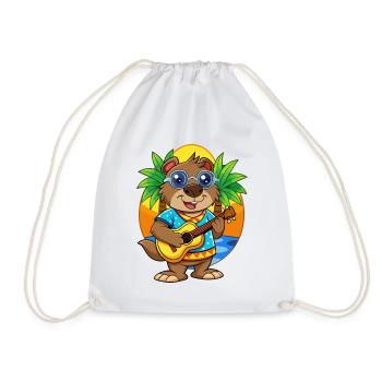Lustige Biber Cartoon Sommer Strand Sonnenbrille - Turnbeutel - Weiß - Vorne