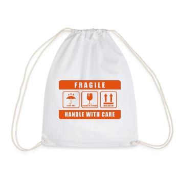 Fragile Handle with Care Versandetikett - Turnbeutel - Weiß - Vorne