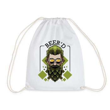 Beer‘d Bier Brauen Bart Wortspiel Brauer Geschenk - Turnbeutel - Weiß - Vorne