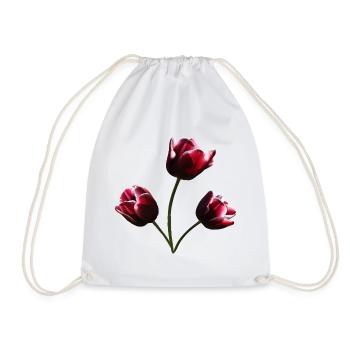 Tulpen weinrote Tulpe - Turnbeutel - Weiß - Vorne