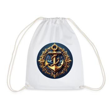 Anchor Logo - Drawstring Bag - white - Front