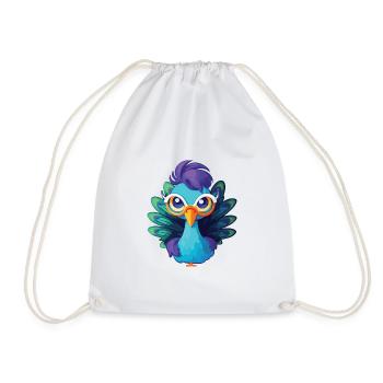 Niedlicher Pfau mit Brille Cartoon Kawaii - Turnbeutel - Weiß - Vorne