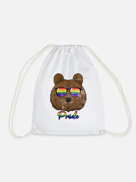 Bär Mit Sonnenbrille Rainbow Regenbogen Gay Pride - Turnbeutel - Weiß