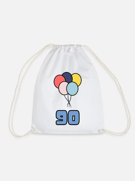 90. 90 JAHRE. 90-JÄHRIGES JUBILÄUM. GEBURTSTAG 90 JAHRE. - Turnbeutel - Weiß