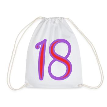 18. 18 YEARS OLD. 18th ANNIVERSARY. BIRTHDAY 18 YEARS. - Drawstring Bag - white - Front