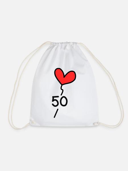 50. 50 JAHRE. 50-jähriges JUBILÄUM. GEBURTSTAG 50 JAHRE. - Turnbeutel - Weiß