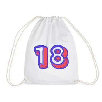 18. 18 YEARS OLD. 18th ANNIVERSARY. 18 BIRTHDAY. - Drawstring Bag - white - Front