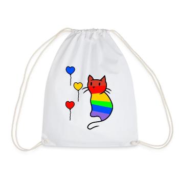 Katze Katzen Kitten LGBT Regenbogenfahne Liebe - Turnbeutel - Weiß - Vorne