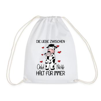 Onkel Nichte Liebe Spruch Kuh Kühe Familie - Turnbeutel - Weiß - Vorne