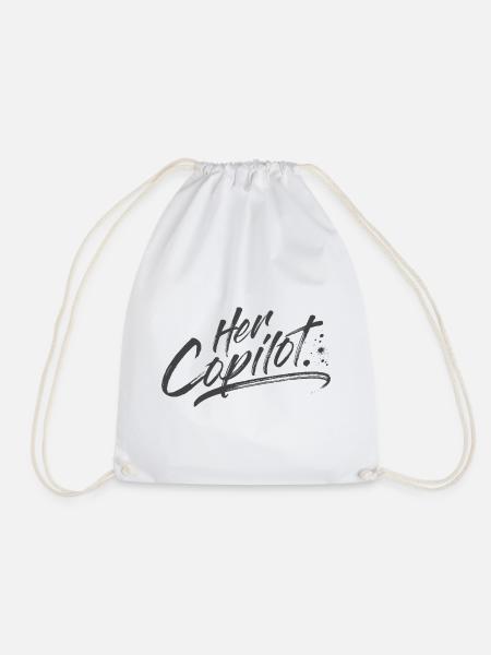 Her Copilot - Drawstring Bag - white