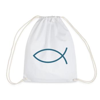 Blauer Jesusfisch Ichthys Jesus Fisch  - Turnbeutel - Weiß - Vorne