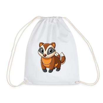 Dachs Niedliches Maskottchen Zeichentrickfigur Kawaii - Turnbeutel - Weiß - Vorne