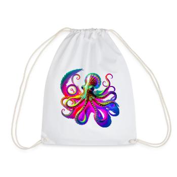 Pieuvre Néon psychédélique - Sac de sport léger - blanc - Devant