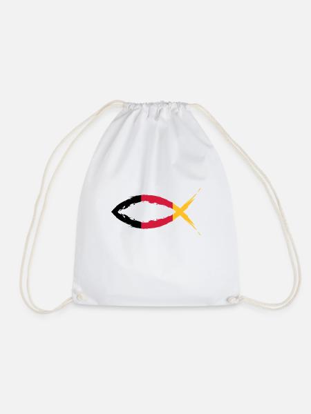 Fisch Symbol Christentum Deutschlandfahne - Turnbeutel - Weiß