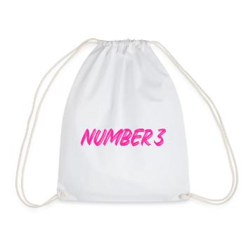 Number 3 - three - third - third - 3 - number 3 - Drawstring Bag - white - Front